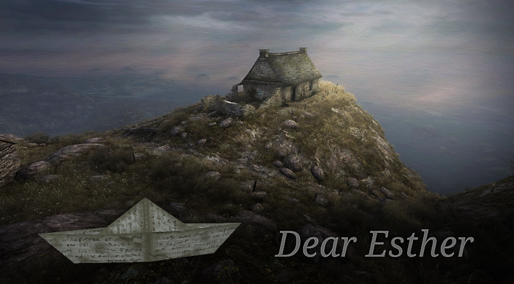 Dear Esther landscape key art depicting a house standing atop a cliff