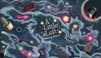 A Little to the Left Seeing Stars key art showing the logo surrounded by a starry sky with cat-shaped features and items featured in the game