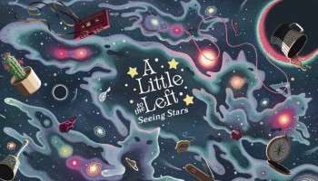 A Little to the Left Seeing Stars key art showing the logo surrounded by a starry sky with cat-shaped features and items featured in the game
